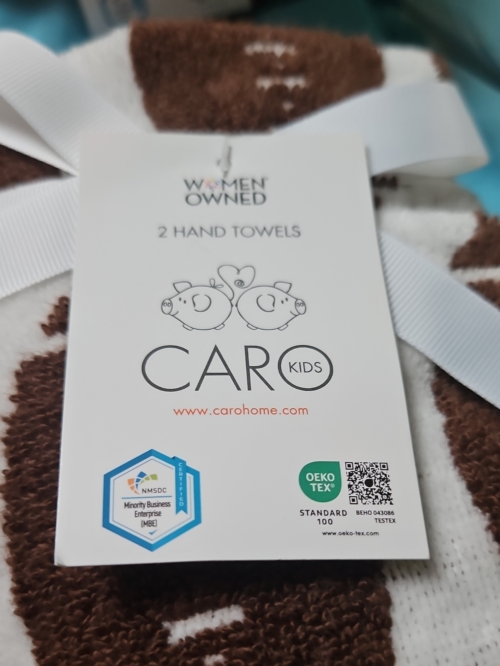 CARO Football Print Hand Towels and Washcloths - Brown & White - Picture 7 of 7
